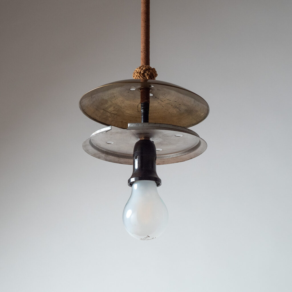 Large Art Deco Enameled Glass Pendant, 1930s