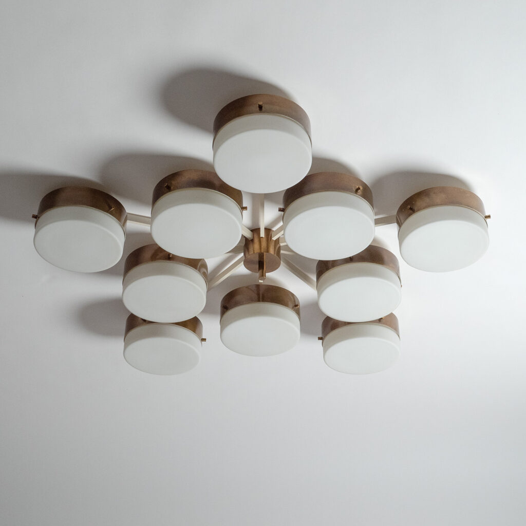 Large Gio Ponti 10-Arm Ceiling Light, 1960