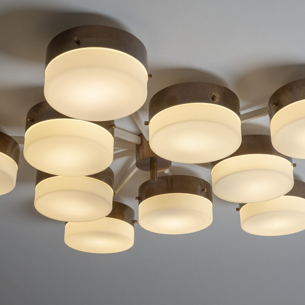 Large Gio Ponti 10-Arm Ceiling Light, 1960