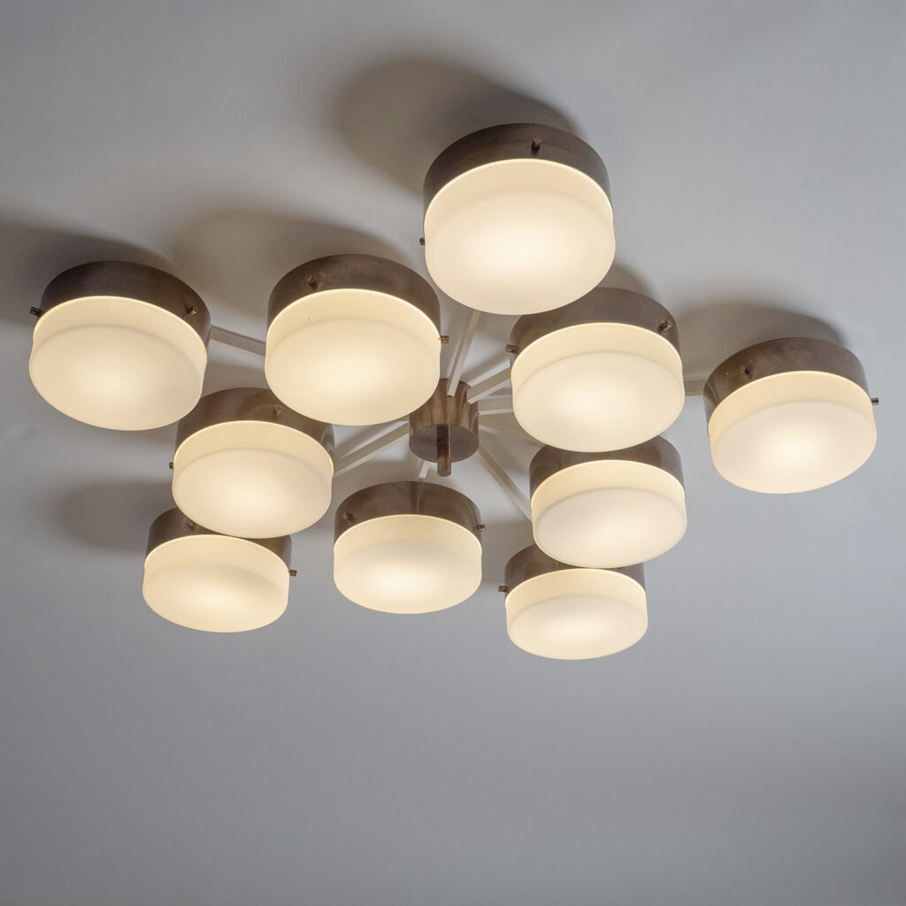 Large Gio Ponti 10-Arm Ceiling Light, 1960