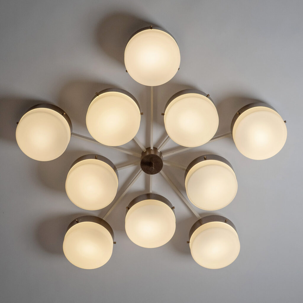 Large Gio Ponti 10-Arm Ceiling Light, 1960