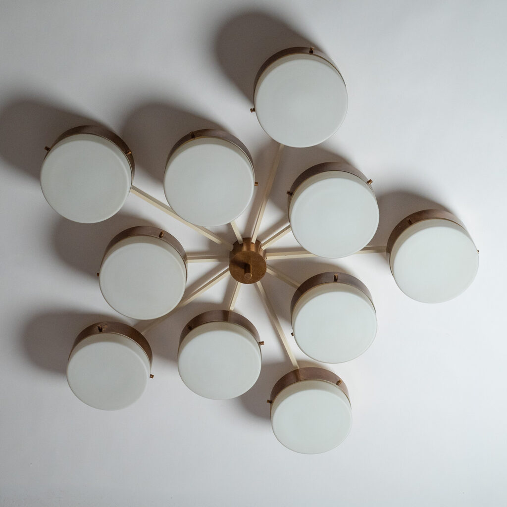 Large Gio Ponti 10-Arm Ceiling Light, 1960