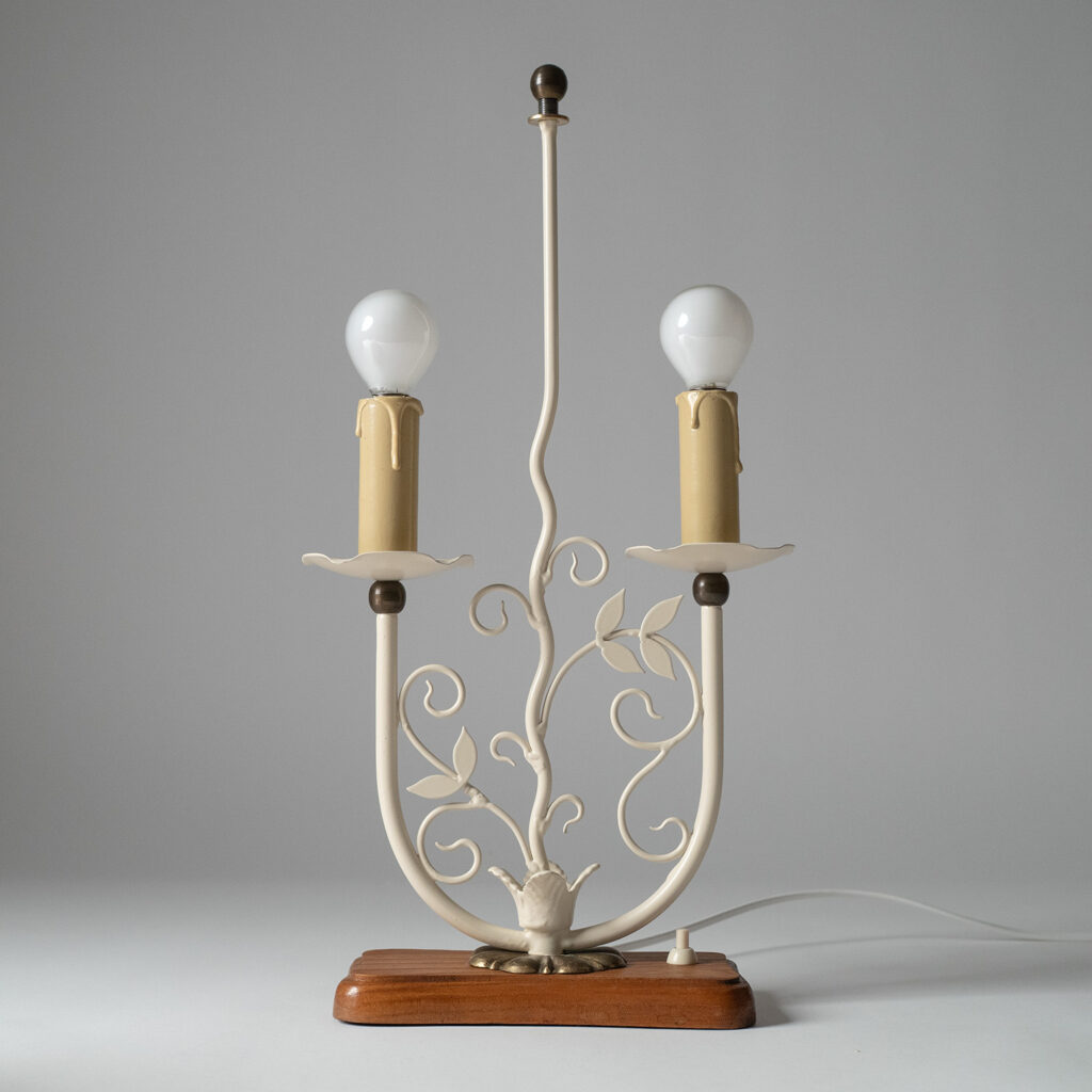Bjerkås Painted Iron Table Lamp, 1940s