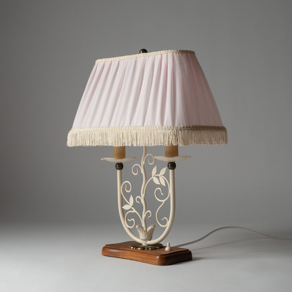 Bjerkås Painted Iron Table Lamp, 1940s
