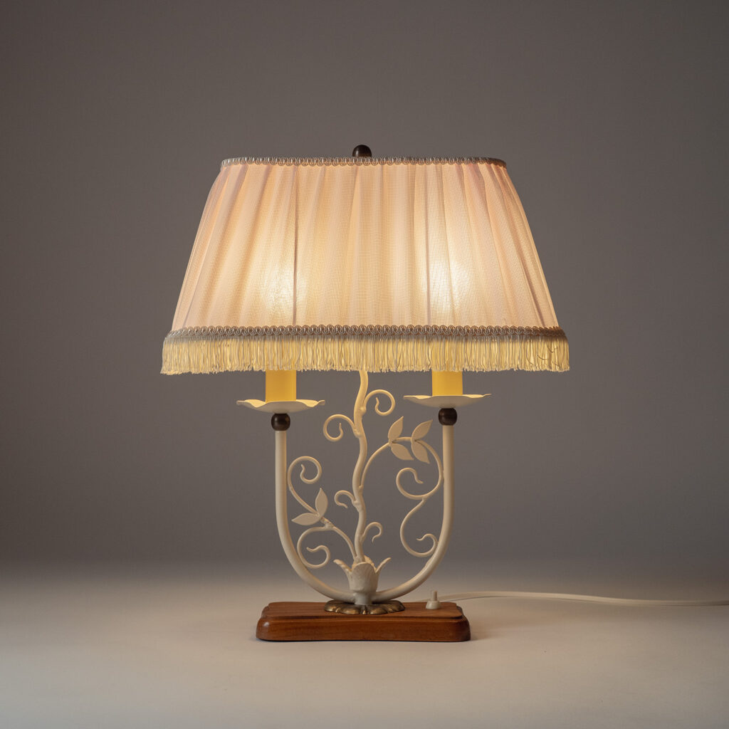 Bjerkås Painted Iron Table Lamp, 1940s