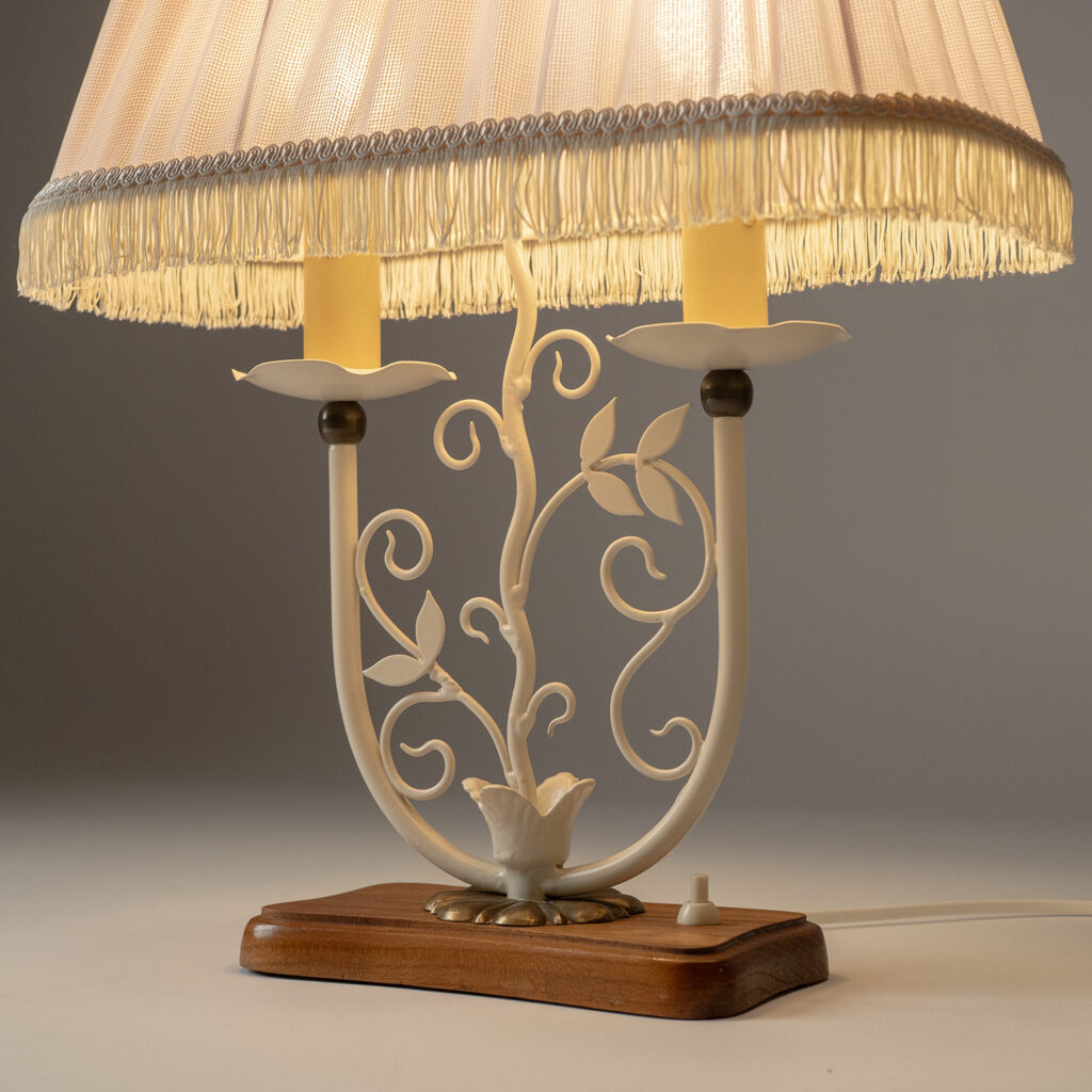 Bjerkås Painted Iron Table Lamp, 1940s