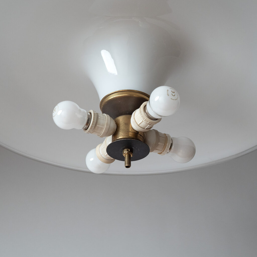 Large Italian Glass And Brass Pendant, circa 1960