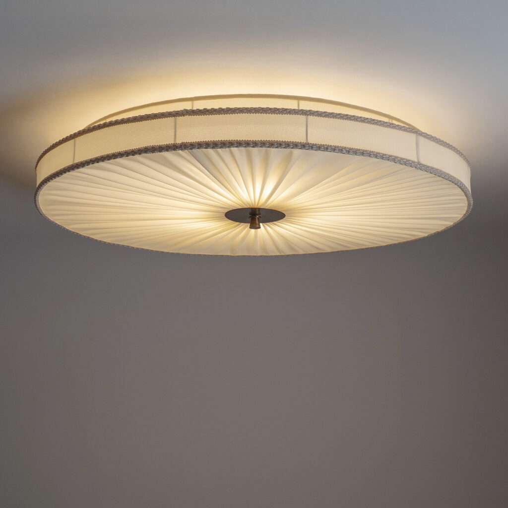 Large Böhlmarks Fabric Ceiling Light, circa 1950