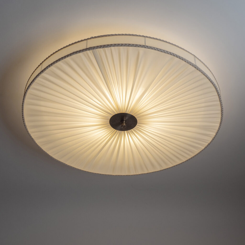 Large Böhlmarks Fabric Ceiling Light, circa 1950