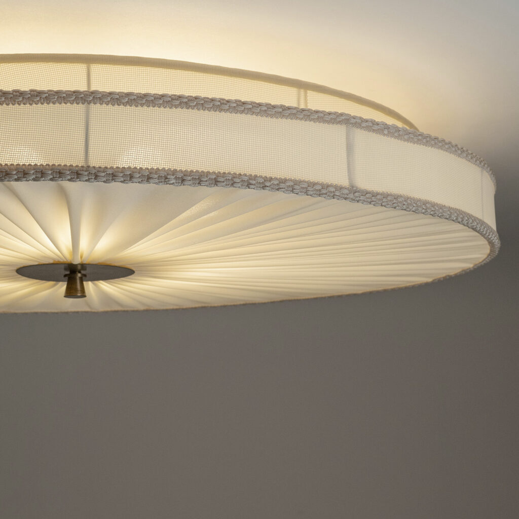 Large Böhlmarks Fabric Ceiling Light, circa 1950