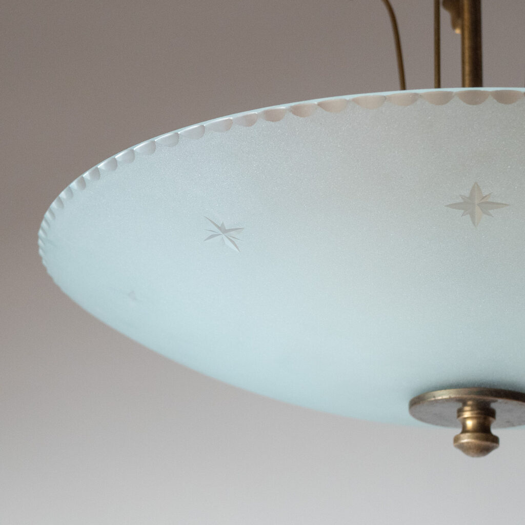 Böhlmarks Brass And Cut Glass Ceiling Light, 1930s