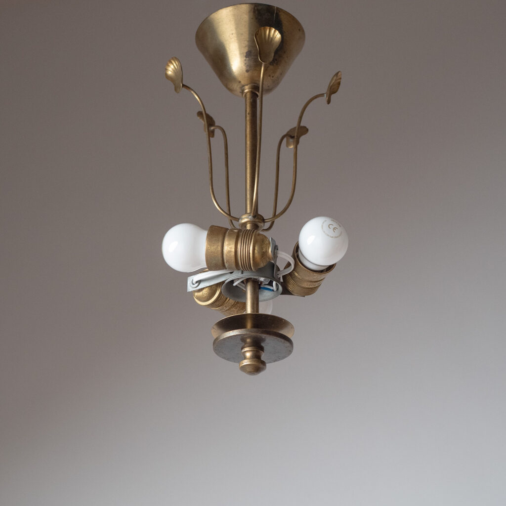 Böhlmarks Brass And Cut Glass Ceiling Light, 1930s