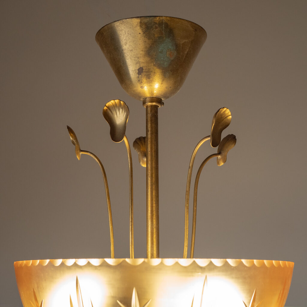 Böhlmarks Brass And Cut Glass Ceiling Light, 1930s