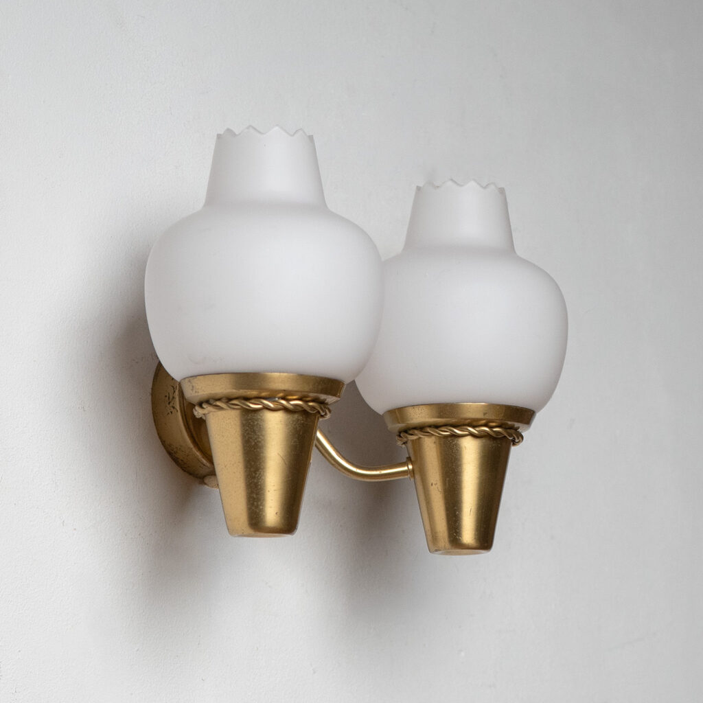Hans Bergström Brass And Glass Wall Light, 1940s