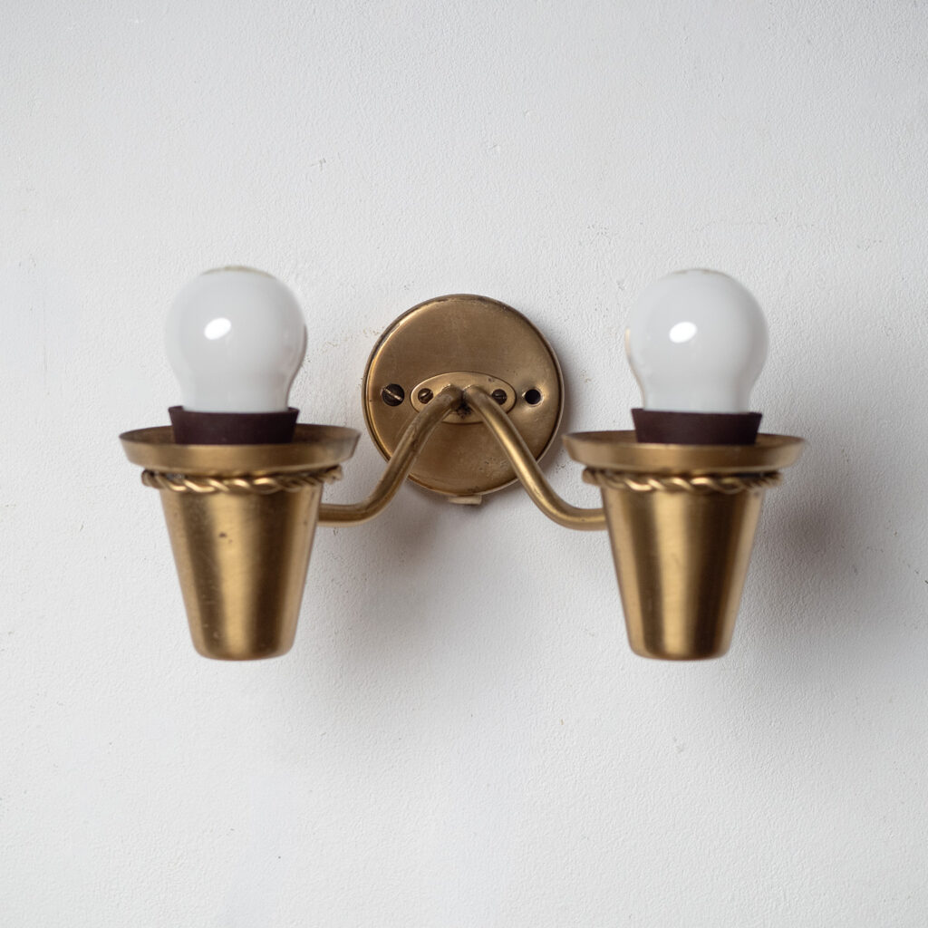 Hans Bergström Brass And Glass Wall Light, 1940s