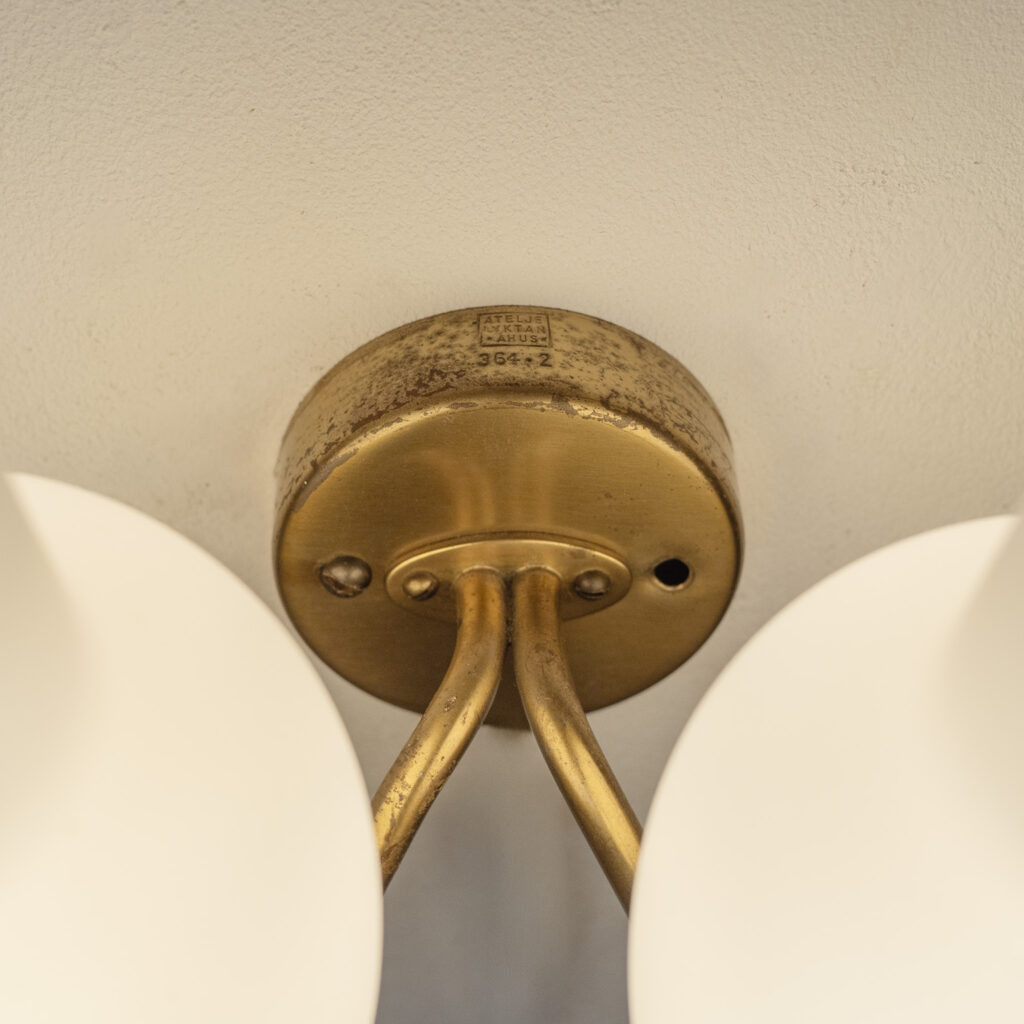 Hans Bergström Brass And Glass Wall Light, 1940s