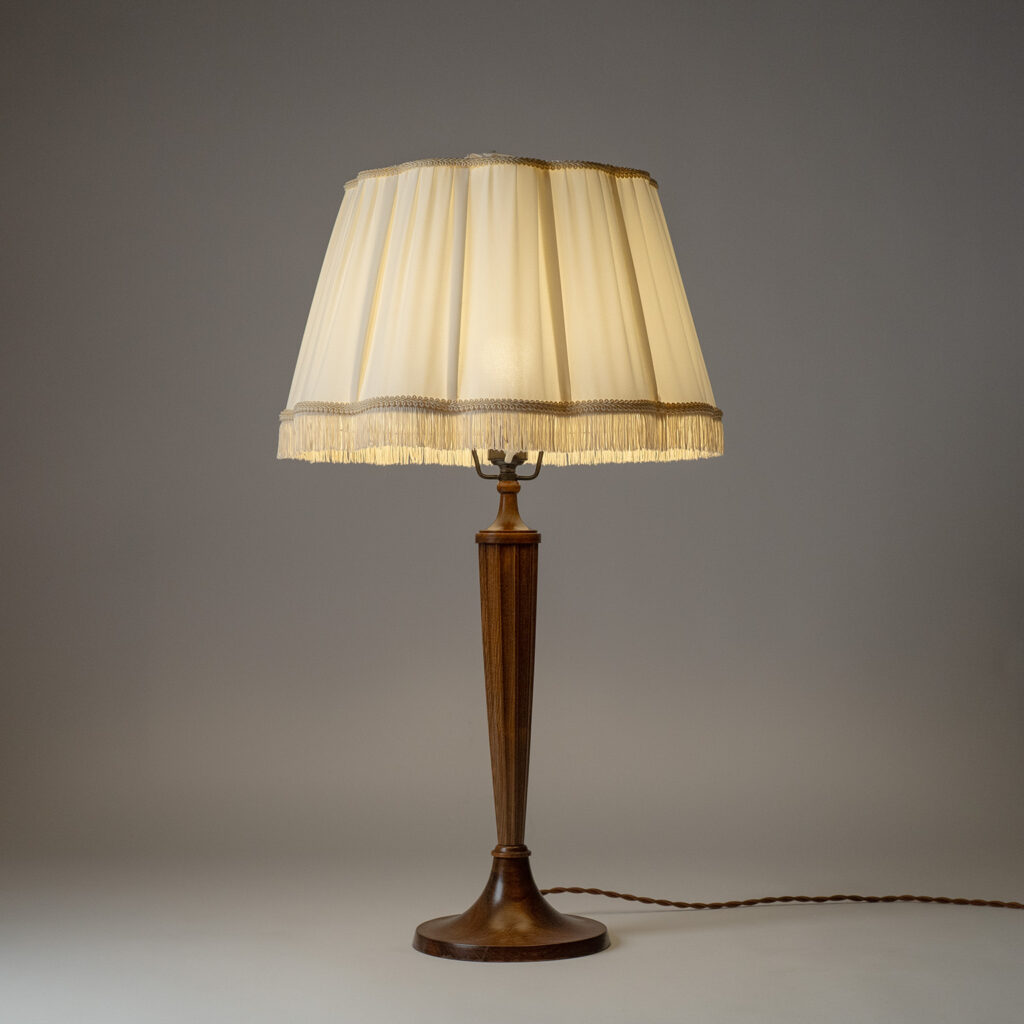 Tall Swedish Wood Table Lamp, circa 1940
