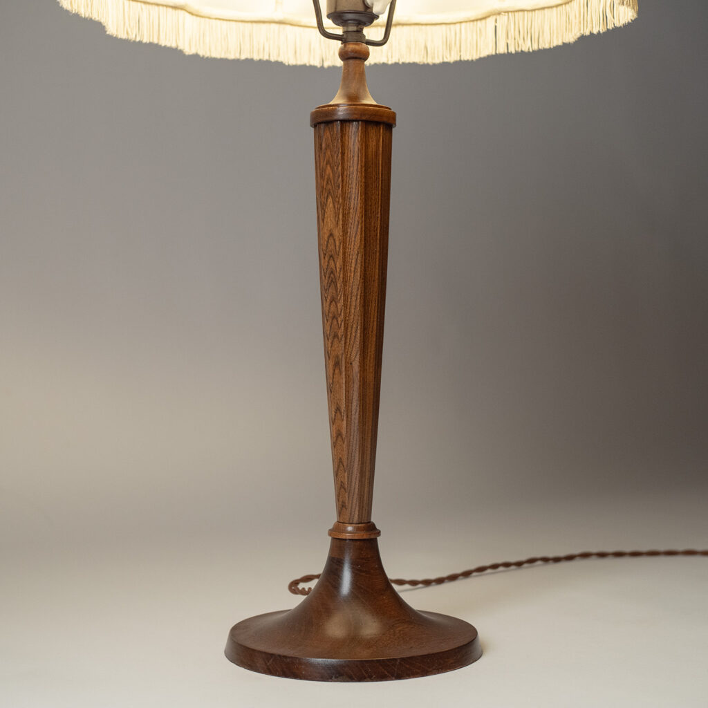 Tall Swedish Wood Table Lamp, circa 1940