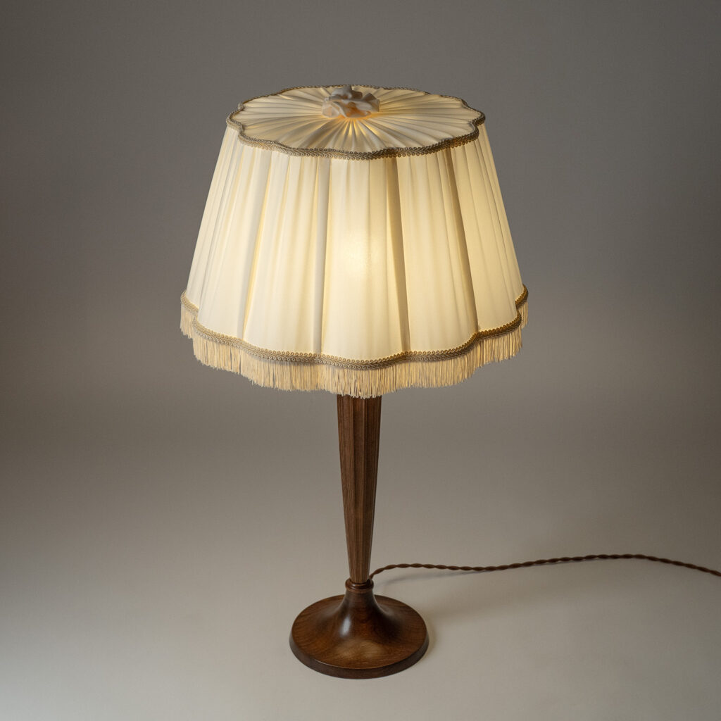 Tall Swedish Wood Table Lamp, circa 1940