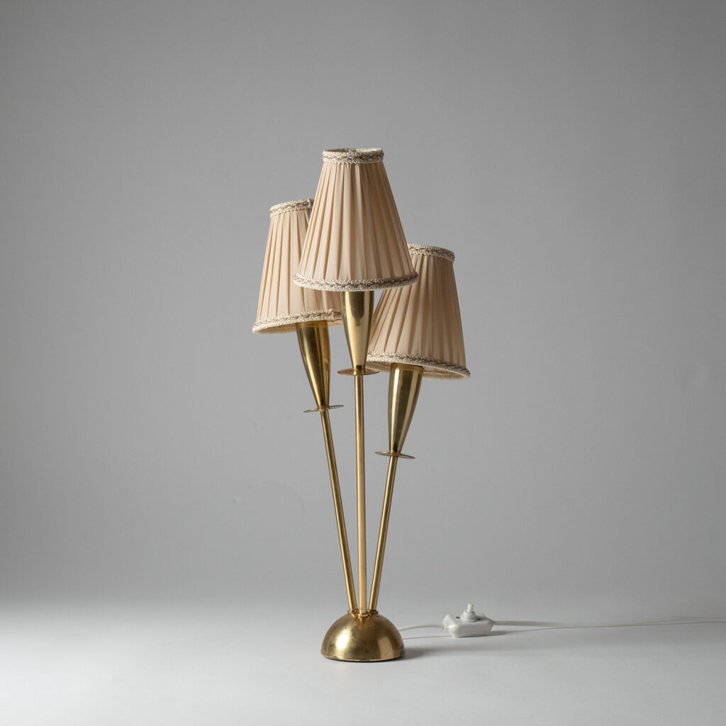 Three-Arm Brass Table Lamp, 1950s