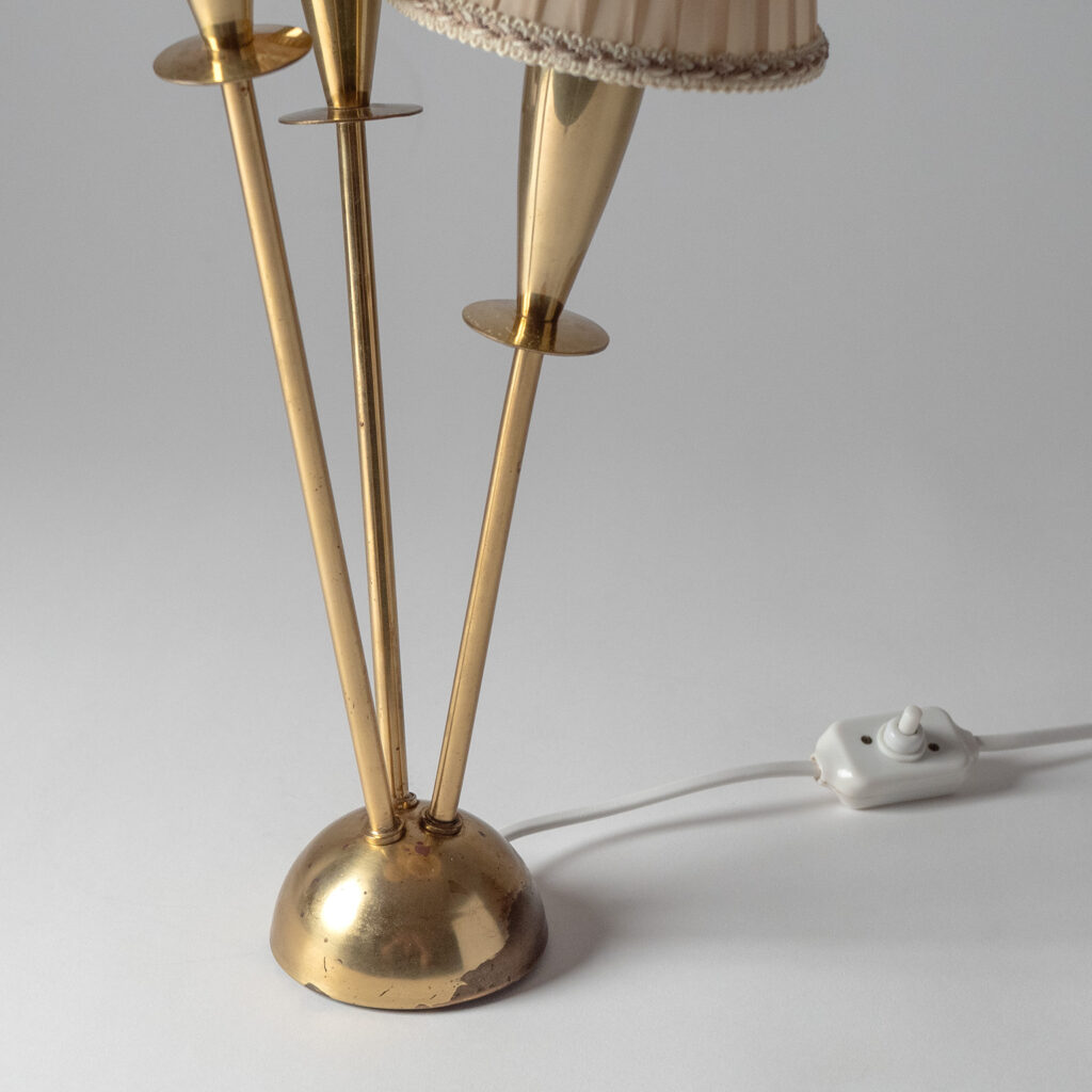 Three-Arm Brass Table Lamp, 1950s