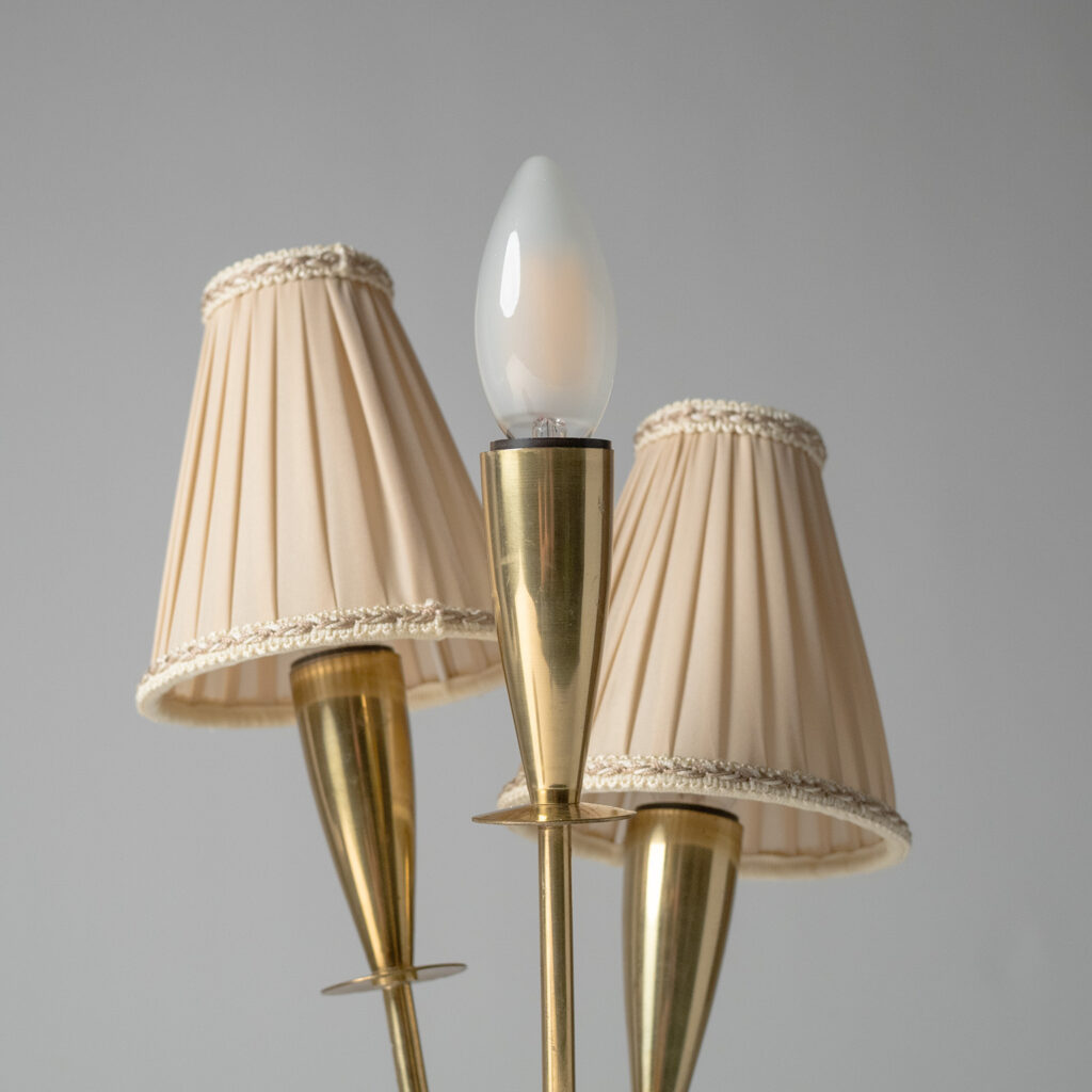 Three-Arm Brass Table Lamp, 1950s