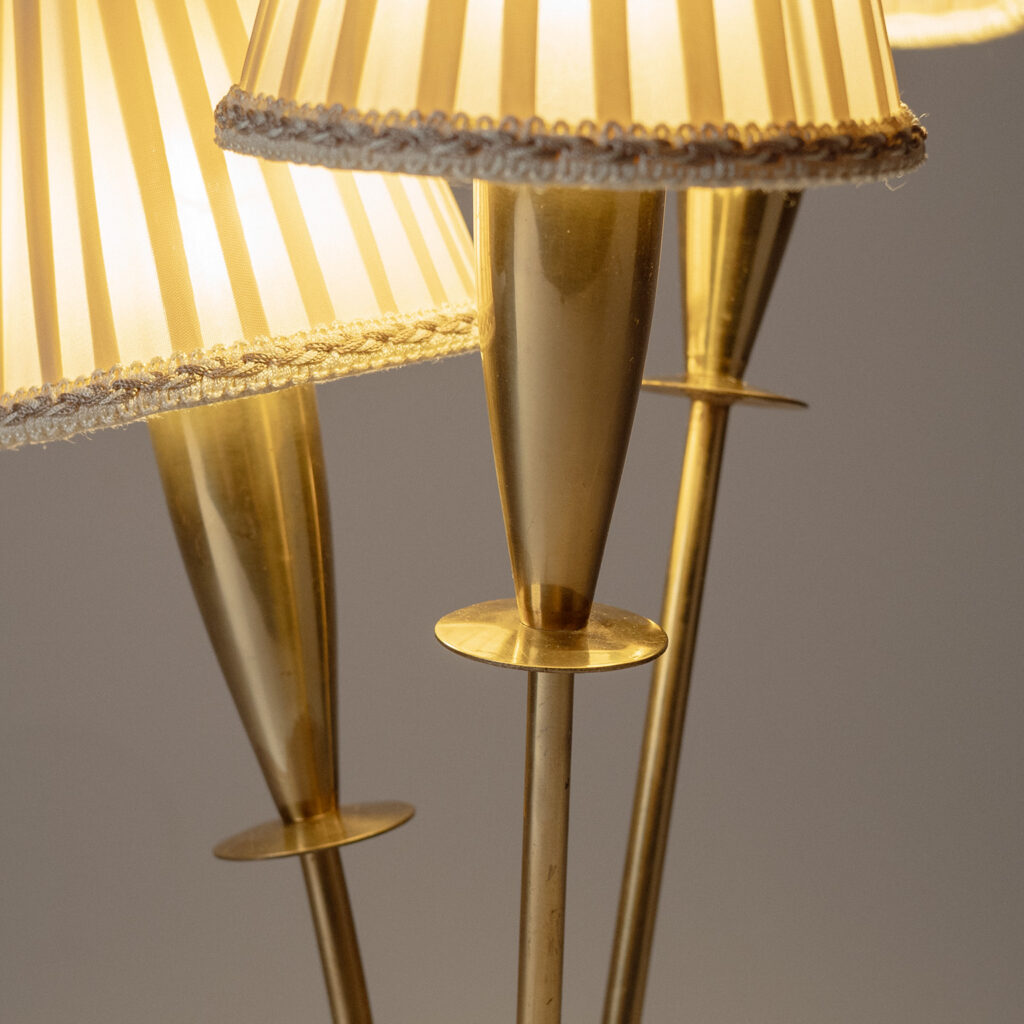 Three-Arm Brass Table Lamp, 1950s