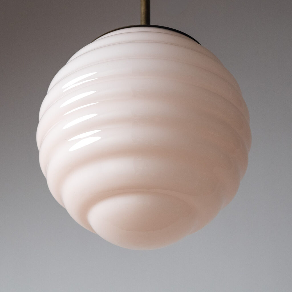 Art Deco Brass And Glass Pendant, 1930s