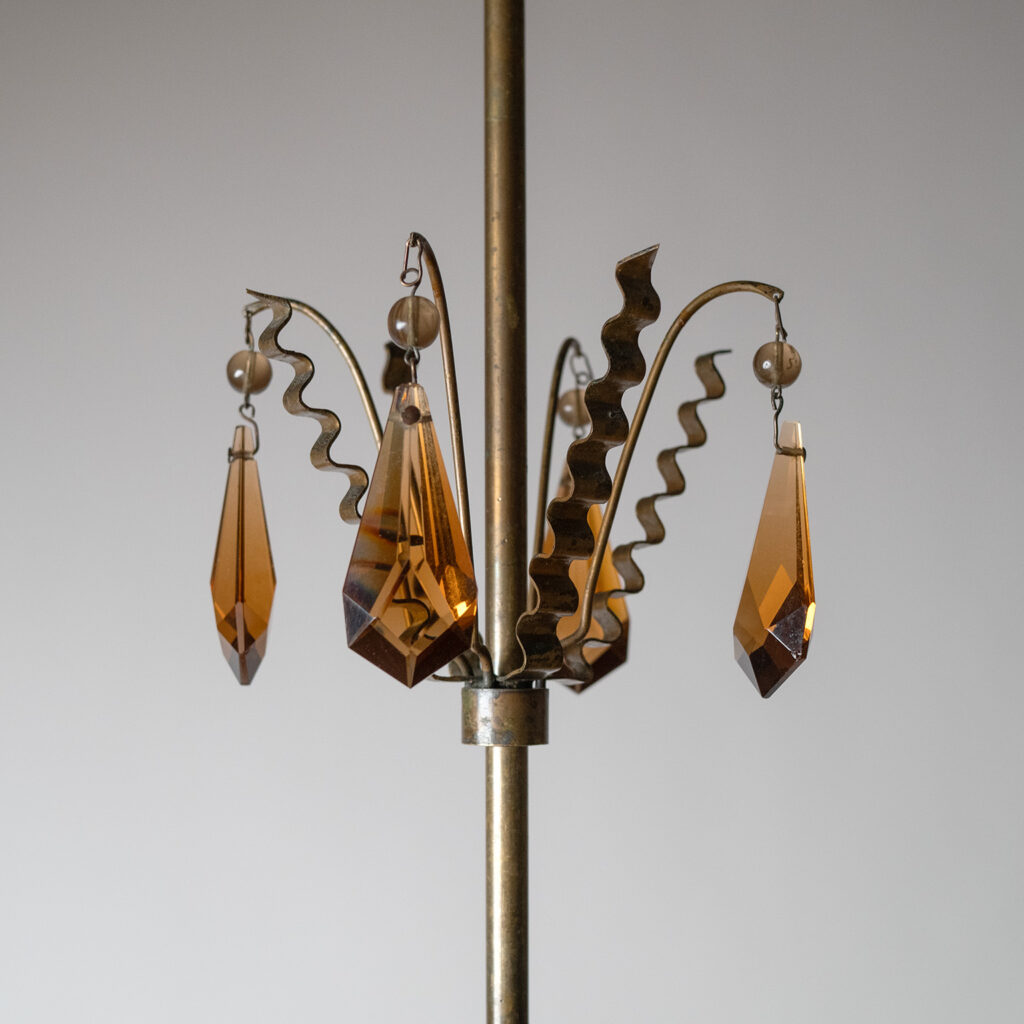 Art Deco Brass And Glass Pendant, 1930s