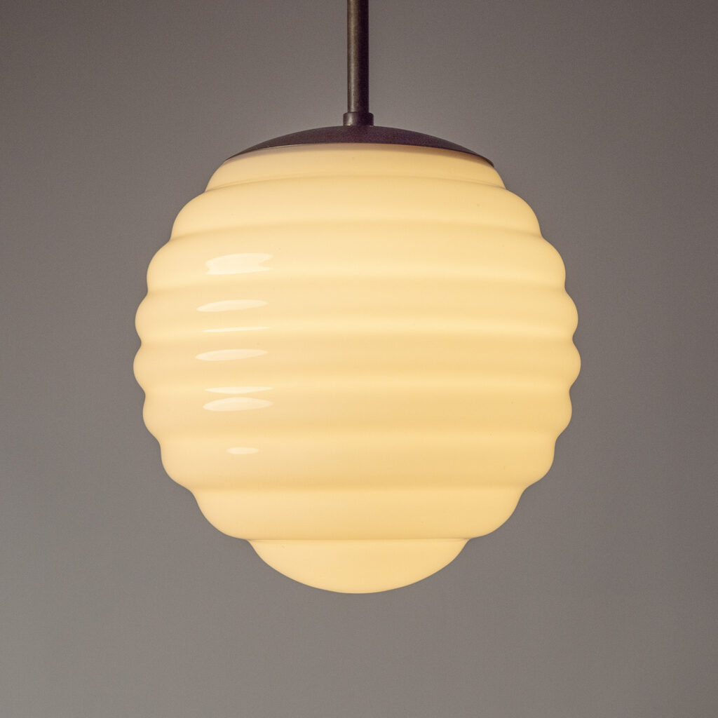 Art Deco Brass And Glass Pendant, 1930s