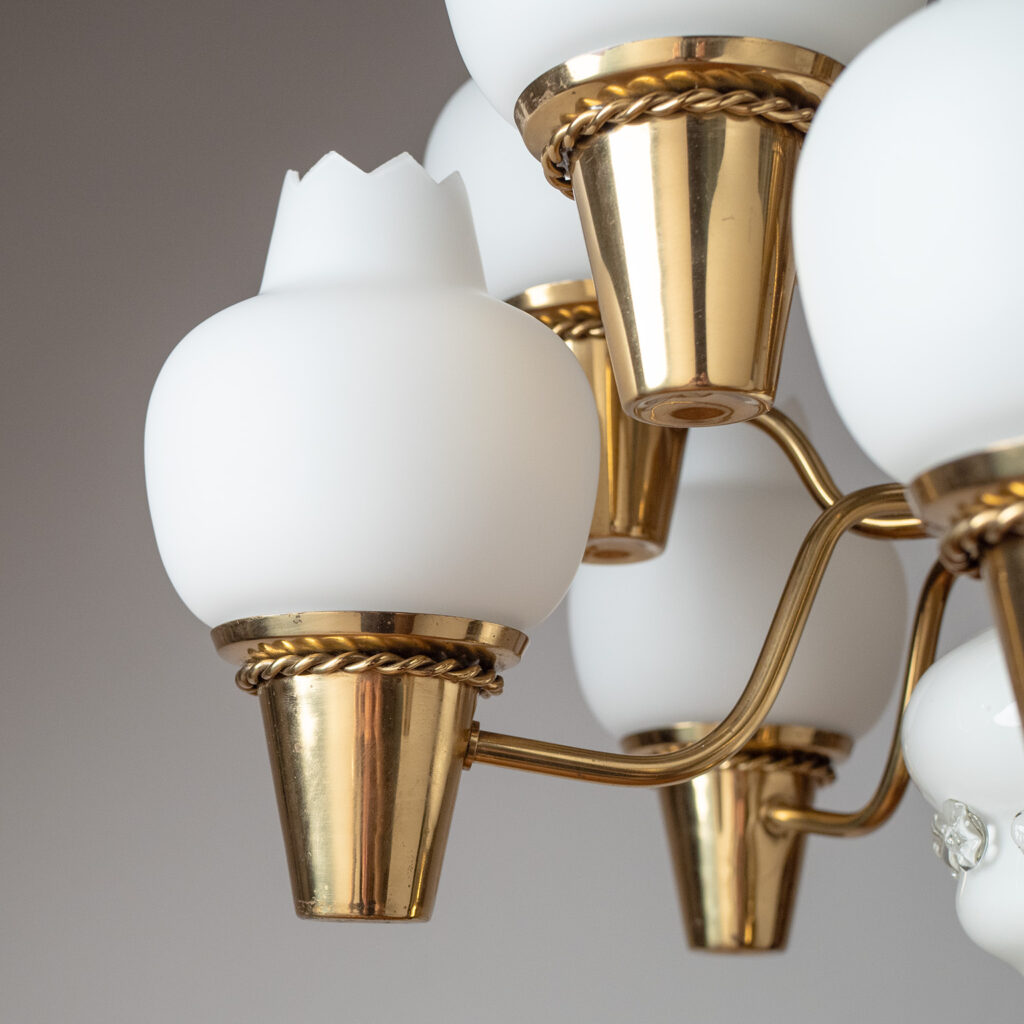 Hans Bergström Brass And Glass Chandelier, 1940s