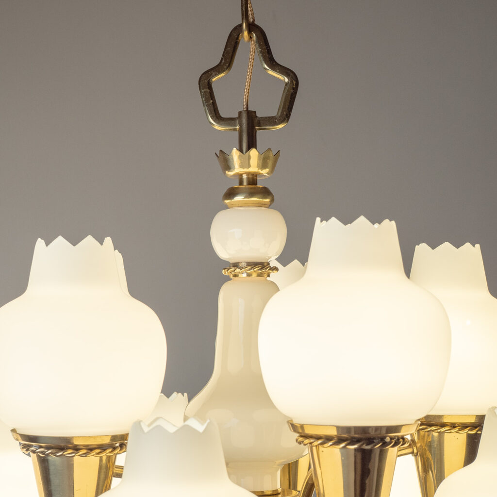 Hans Bergström Brass And Glass Chandelier, 1940s