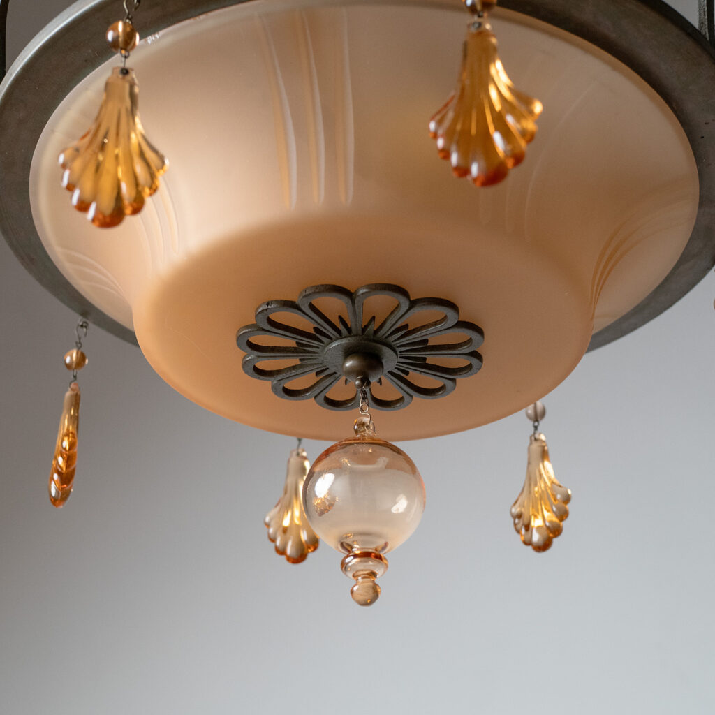 Swedish Grace Havana Glass Chandelier, 1930s
