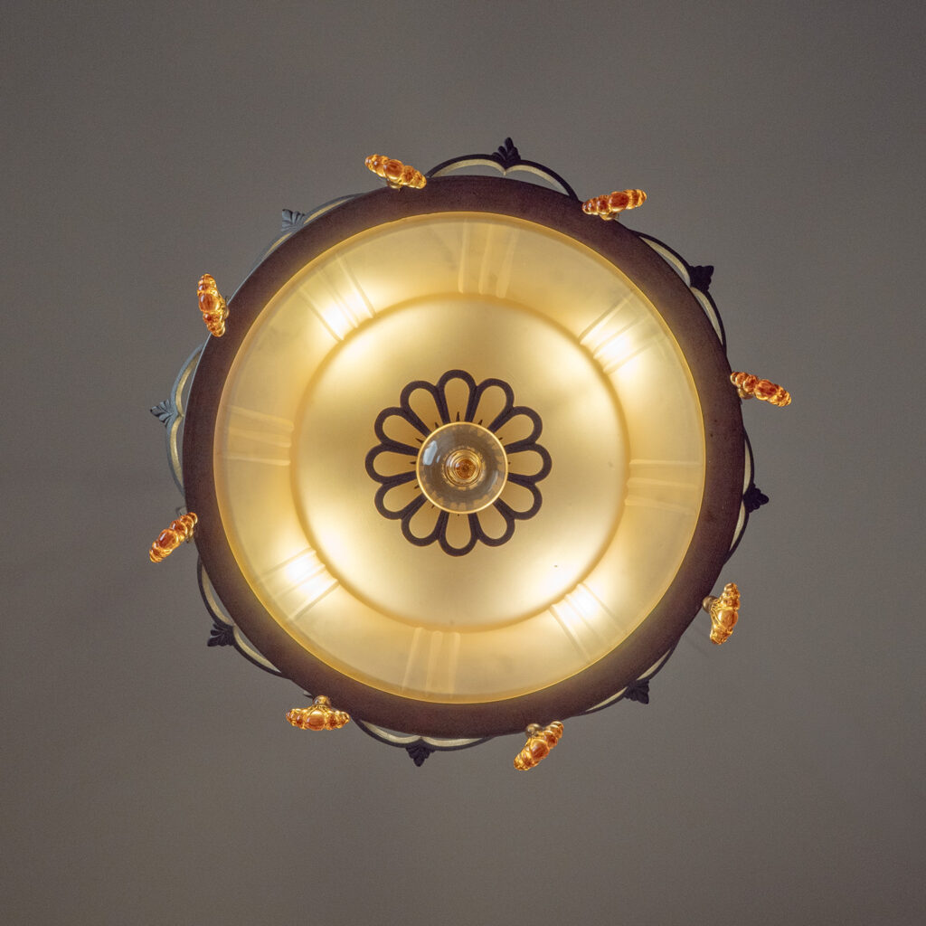 Swedish Grace Havana Glass Chandelier, 1930s