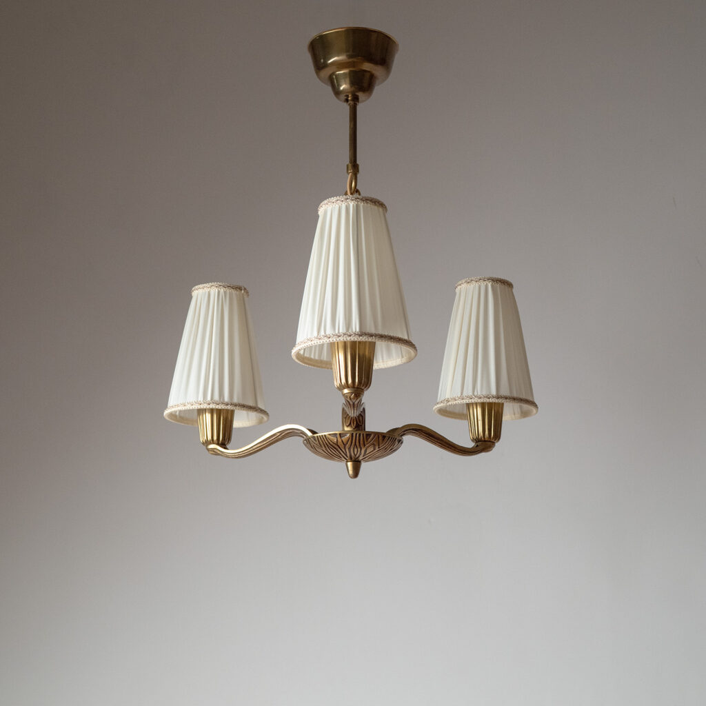 Swedish Brass Chandelier, Sonja Katzin, ASEA 1950s