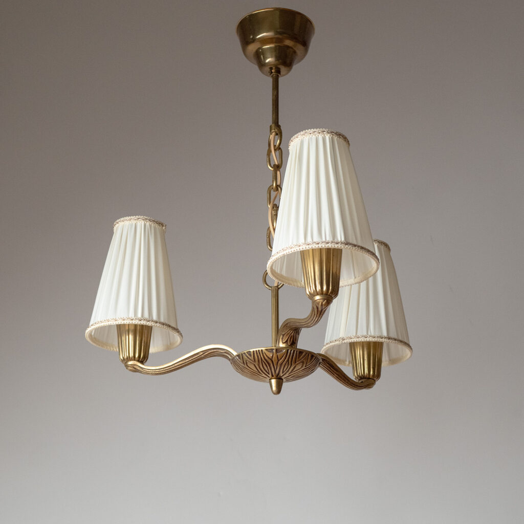 Swedish Brass Chandelier, Sonja Katzin, ASEA 1950s