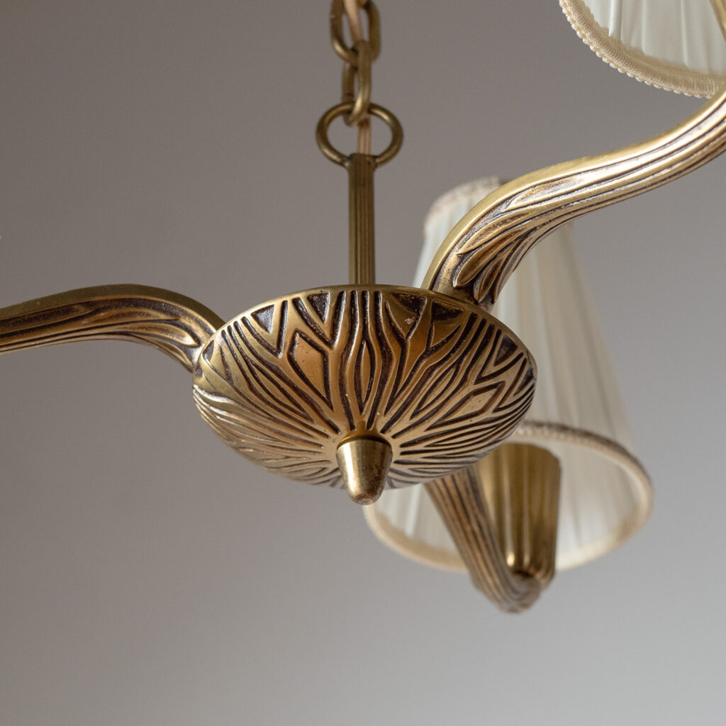 Swedish Brass Chandelier, Sonja Katzin, ASEA 1950s