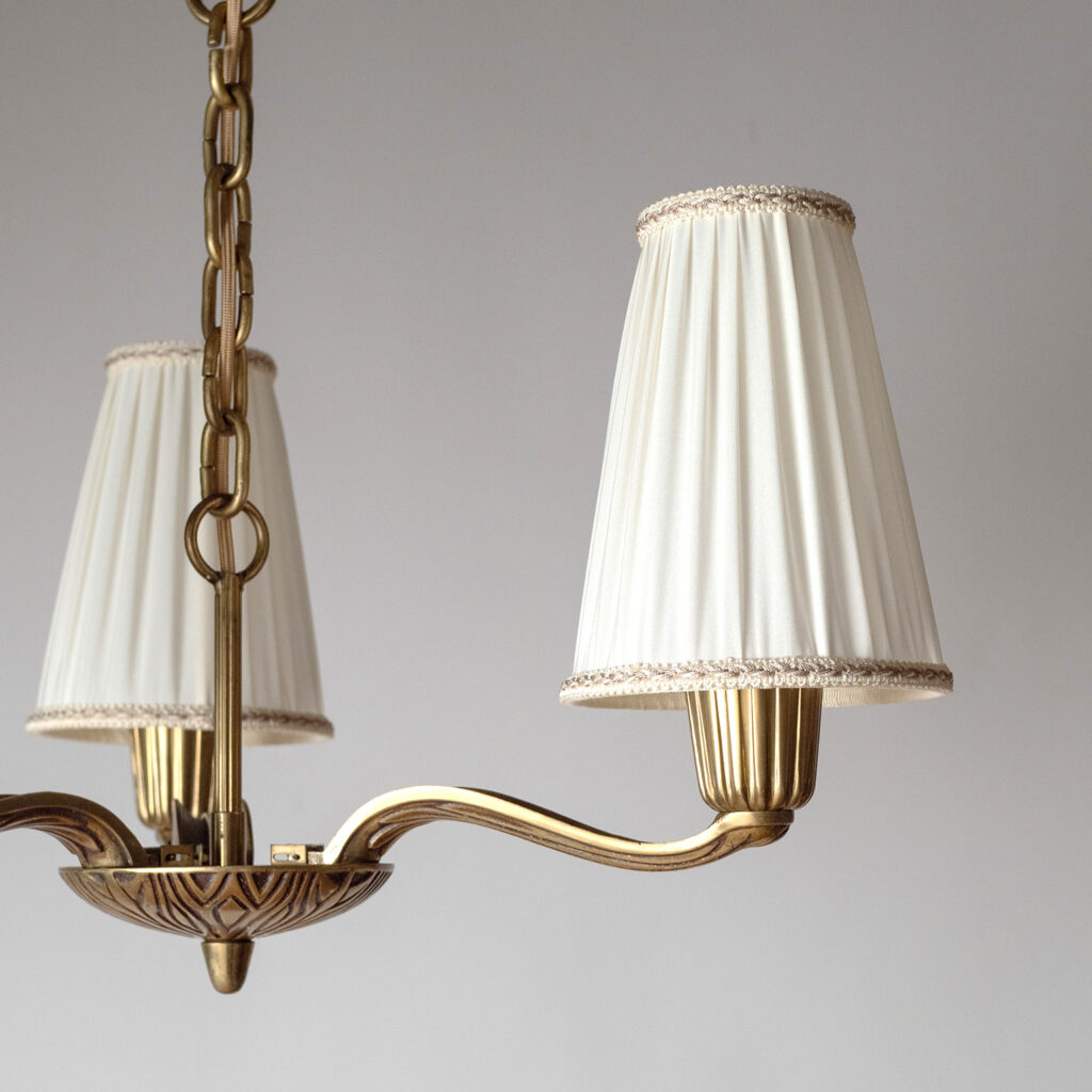 Swedish Brass Chandelier, Sonja Katzin, ASEA 1950s