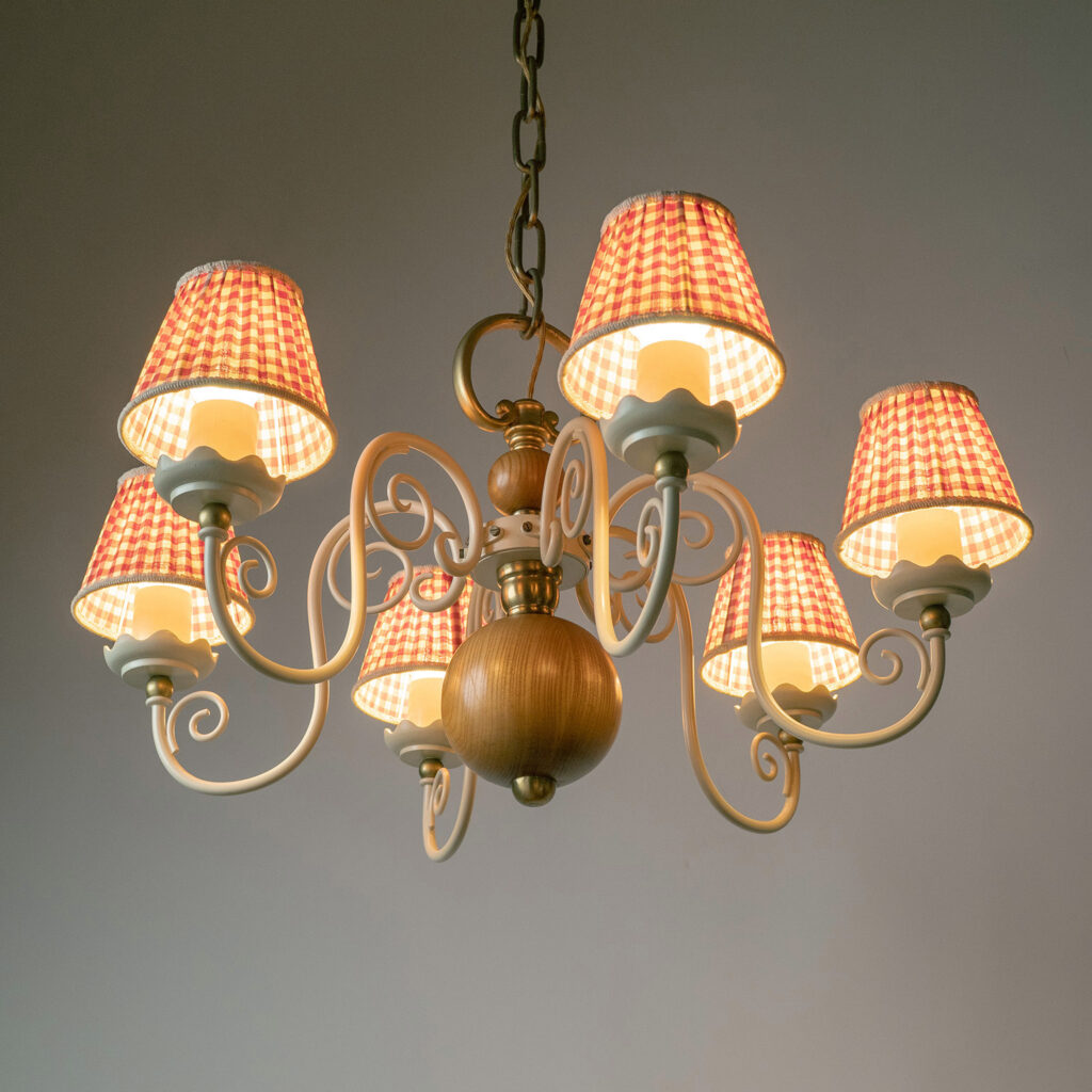 Swedish Painted Iron And Wood Chandelier, Bjerkås Armatur 1940s