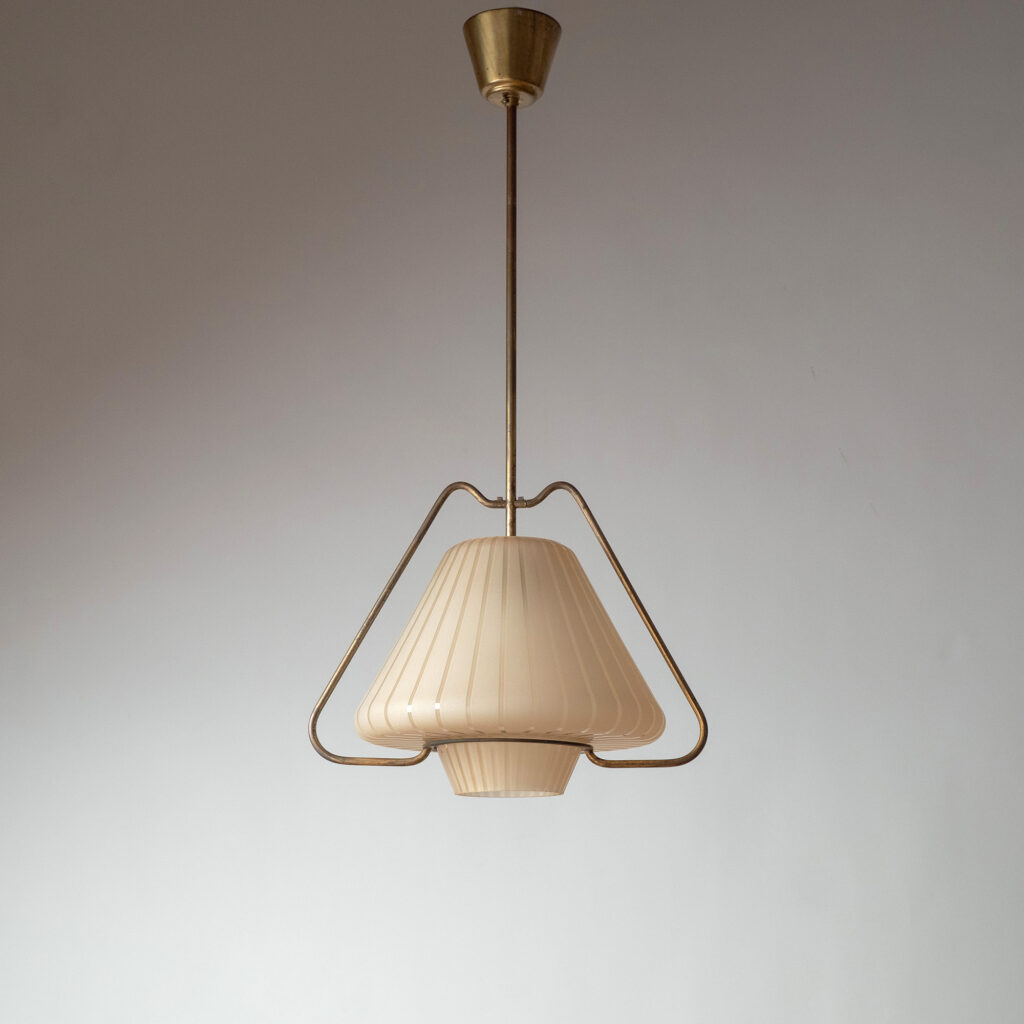 Harald Notini Brass And Glass Pendant, Böhlmarks 1950