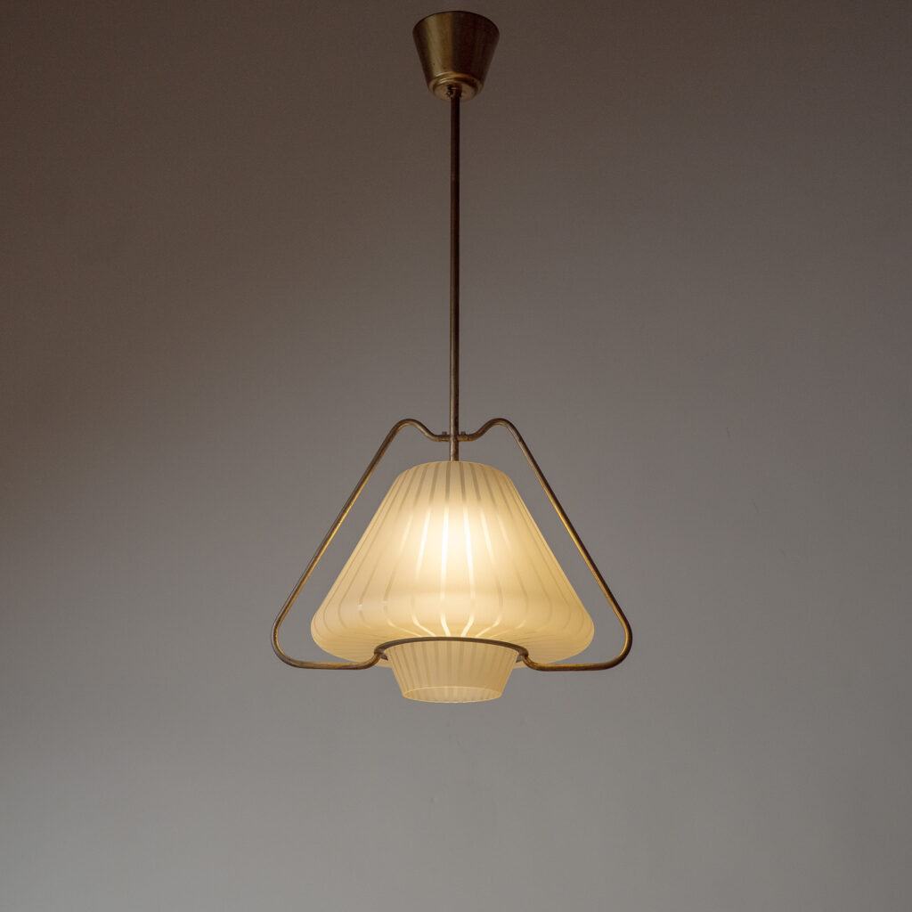 Harald Notini Brass And Glass Pendant, Böhlmarks 1950