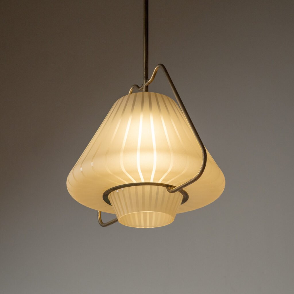 Harald Notini Brass And Glass Pendant, Böhlmarks 1950