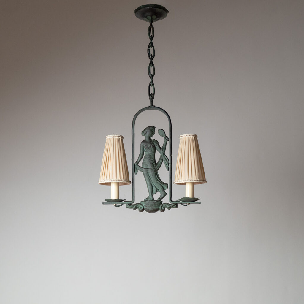 Patinated Iron Pendant by Bjerkås, 1940s