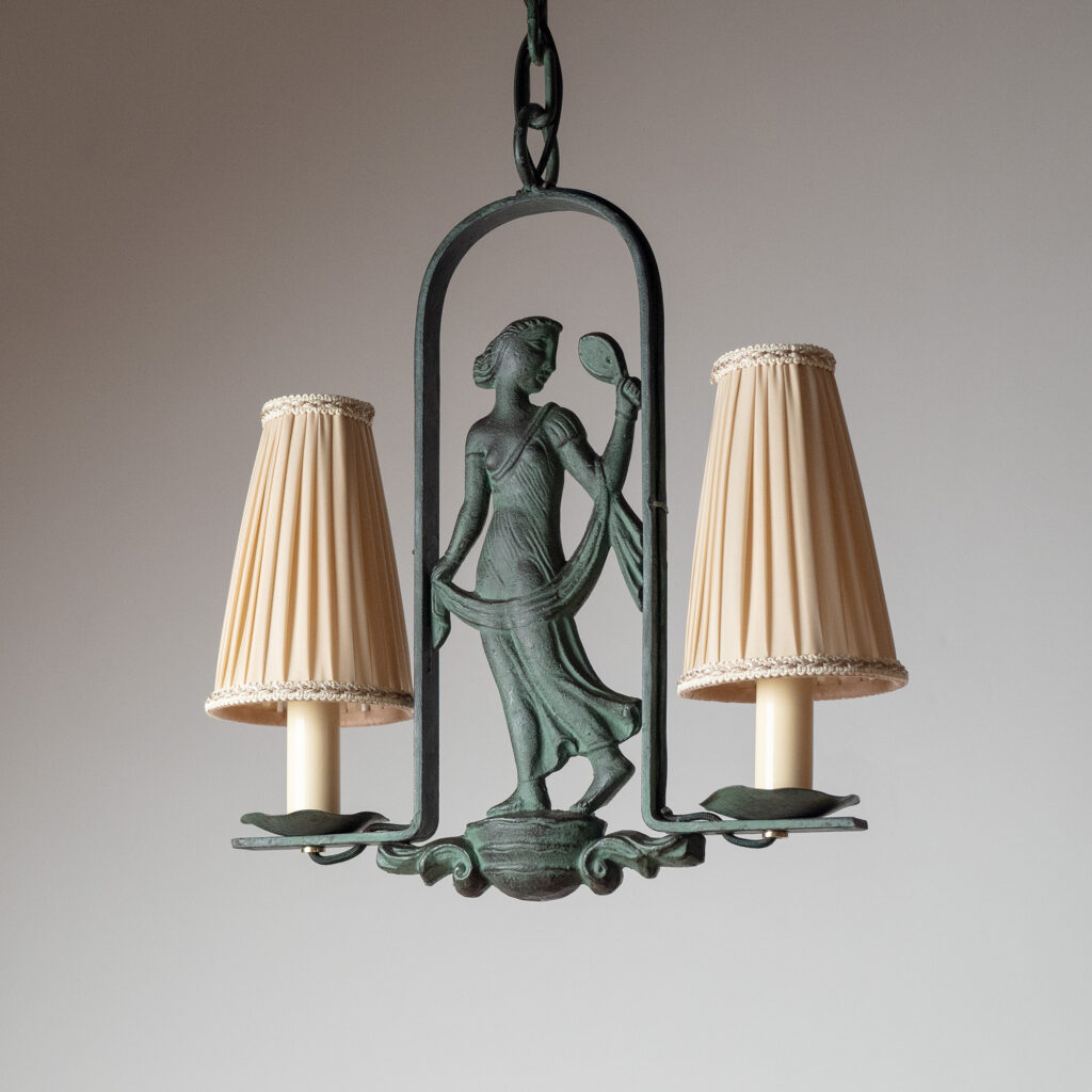 Patinated Iron Pendant by Bjerkås, 1940s