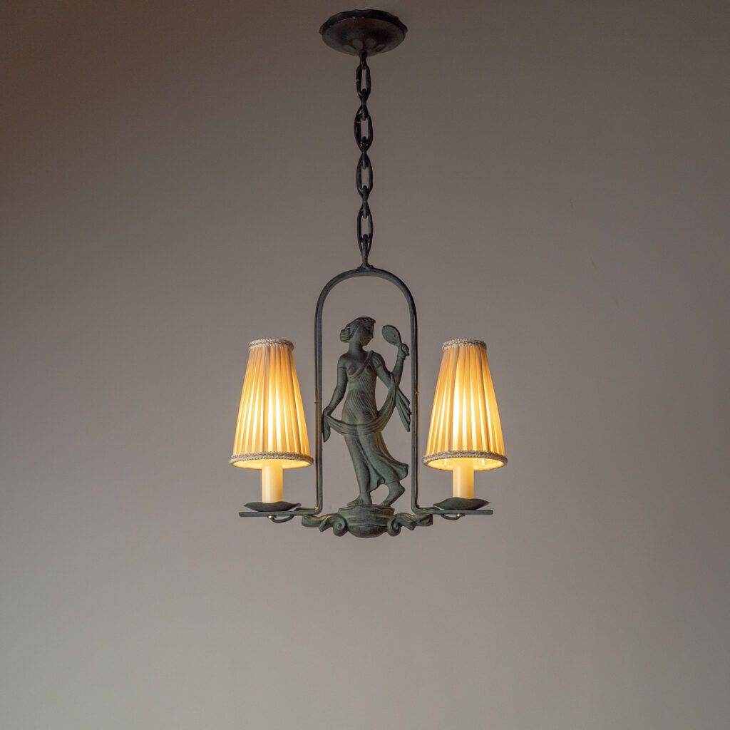 Patinated Iron Pendant by Bjerkås, 1940s