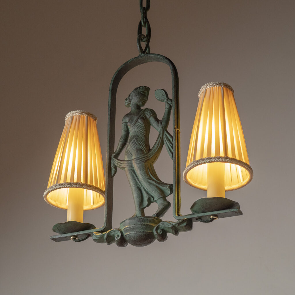 Patinated Iron Pendant by Bjerkås, 1940s