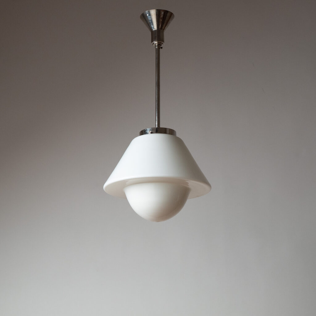 Böhlmarks Nickel And Glass Pendant, 1930