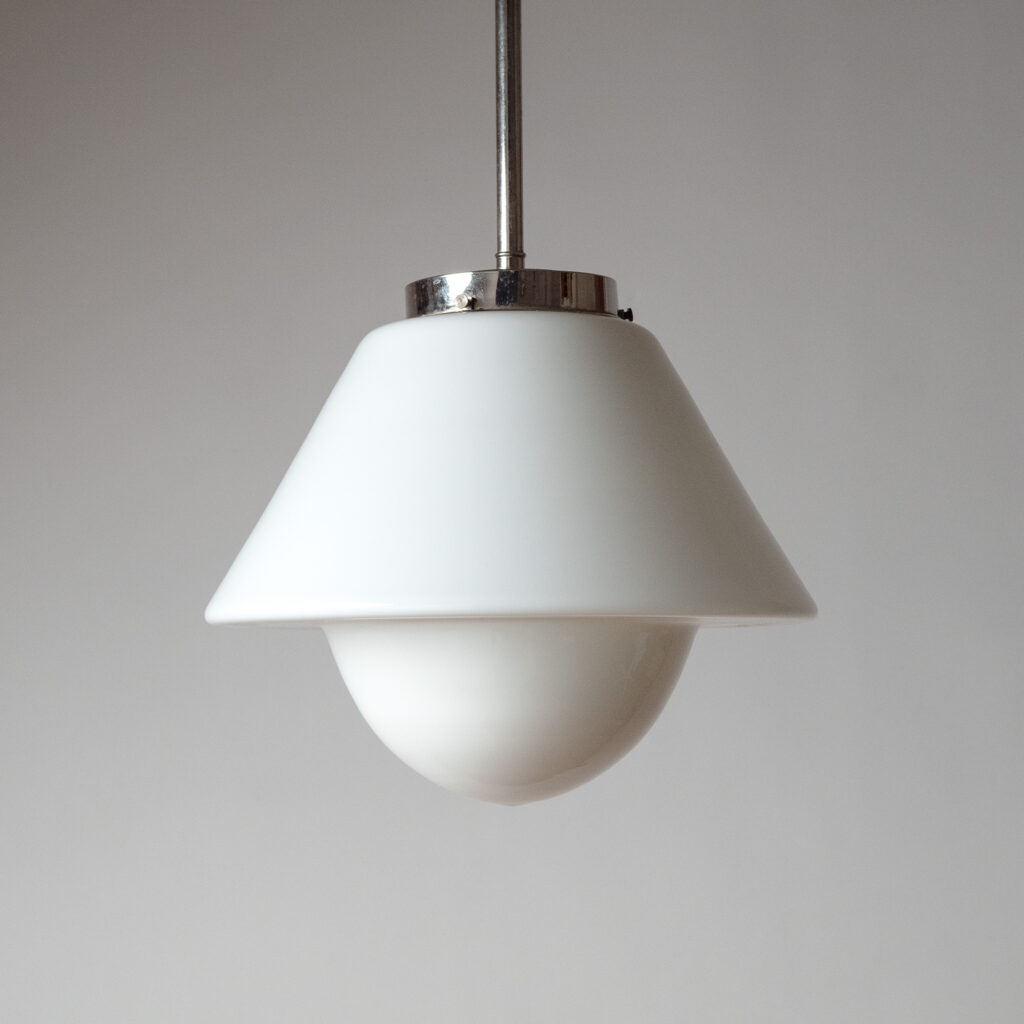 Böhlmarks Nickel And Glass Pendant, 1930