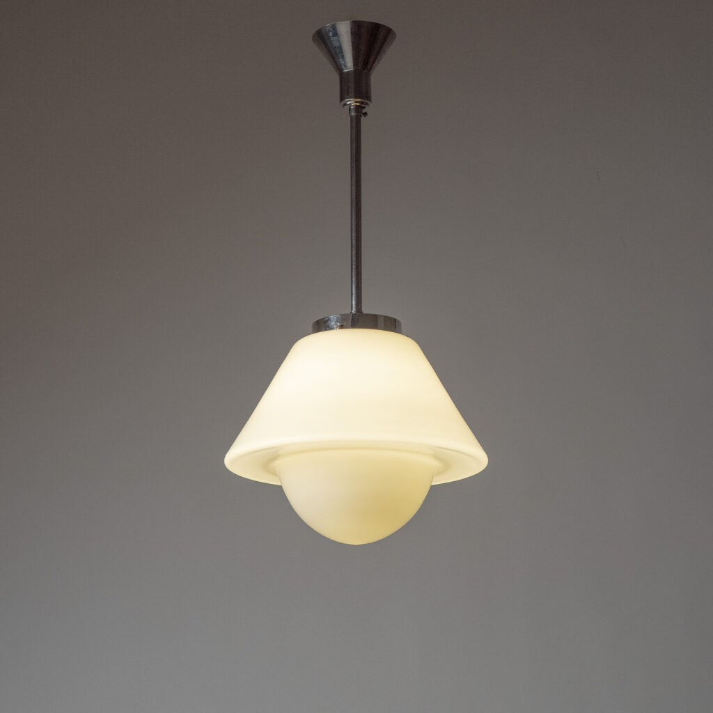 Böhlmarks Nickel And Glass Pendant, 1930