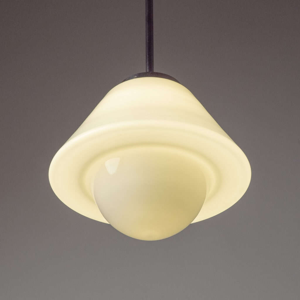 Böhlmarks Nickel And Glass Pendant, 1930